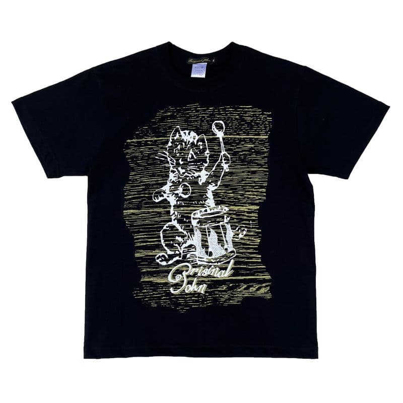 Original John(オリジナルジョン) | 英国画家Louis Wainのドラムを叩いてる子猫が可愛いイラストTシャツ Black -  Sopwith camel