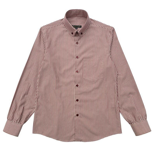 Classic Round Collar B.D.Shirts〈Stripe Wine〉