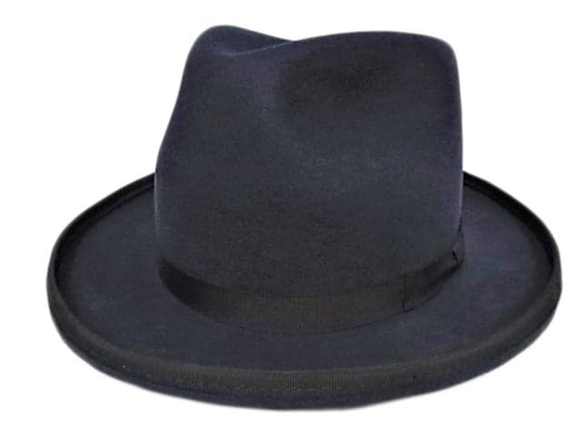 Homburg Vertical Wide Brim Felt Hat〈Navy〉